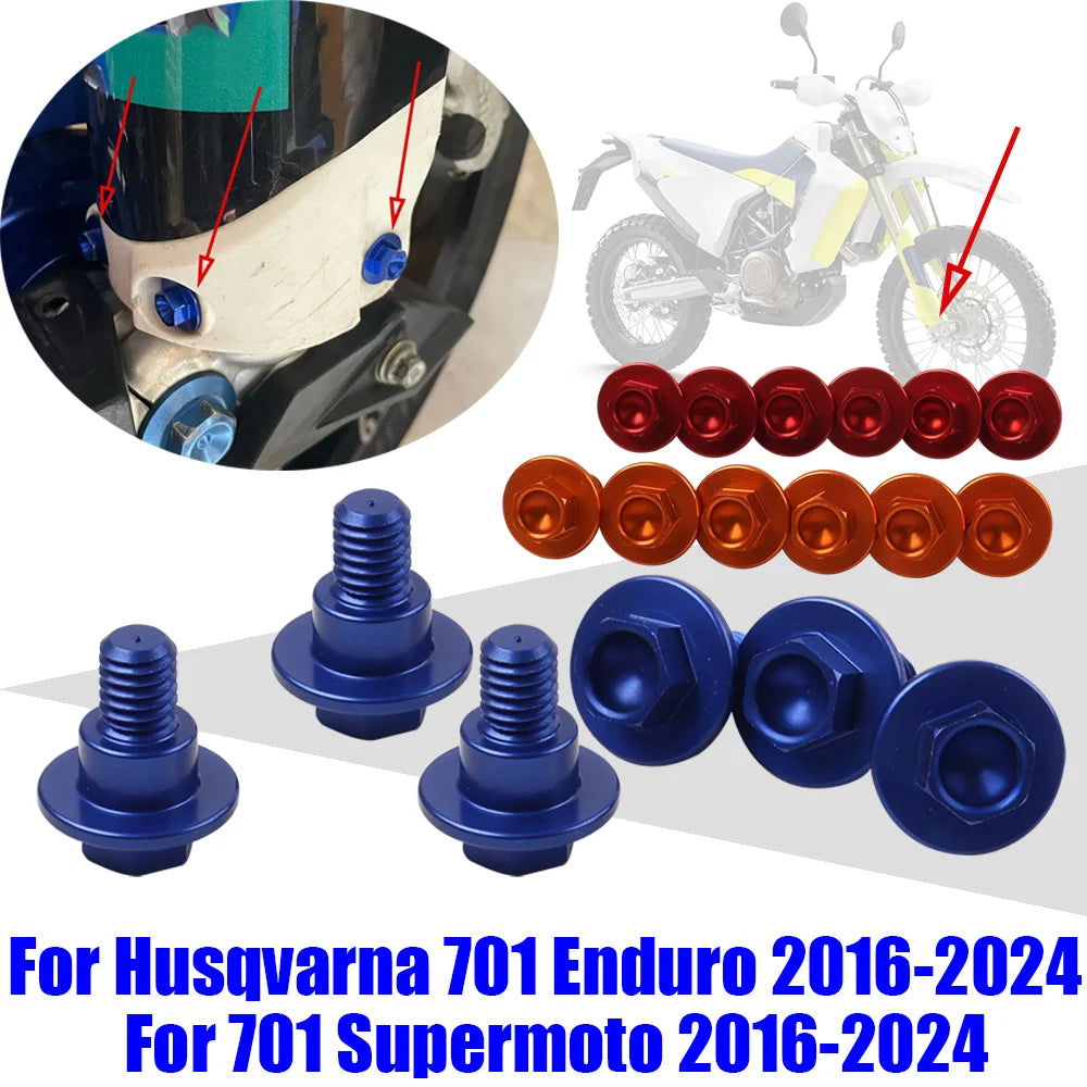 For Husqvarna 701 Enduro 701 Supermoto Super Moto SM 2016 - 2024 2023 Motorcycle Accessories M6*12 Front Fork Guard Bolt Screws