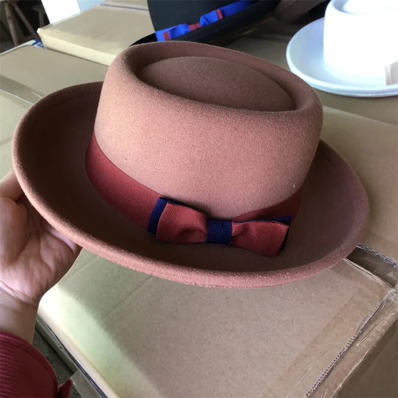 Men's hat Fedora Hat Women's Fashion Autumn and Winter Pork Pie Double Concave Small Brim Men's Jazz Hat Gorras para hombres