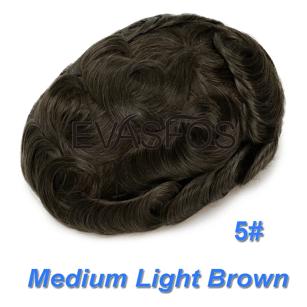 Invisible Knots Men Capillary Prosthesis Wig For Men 0.03mm Ultra Thin Skin Hair Replacement Men Toupee Natural Hair System Men