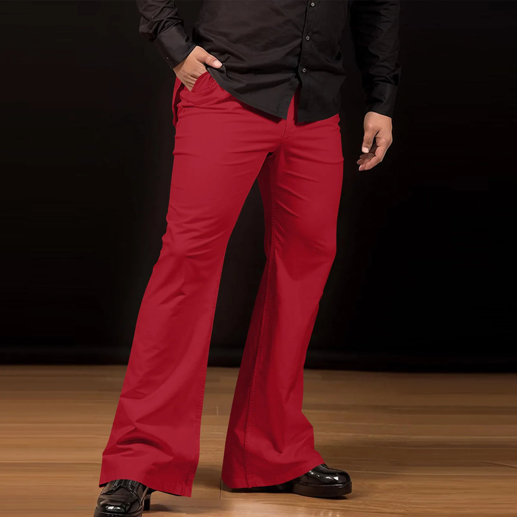 Flare Pants Men Spring Solid Color Daily Simple Classic Trousers Chic Comfortable Hip Hop Mopping Bottoms Disco Flared Pants