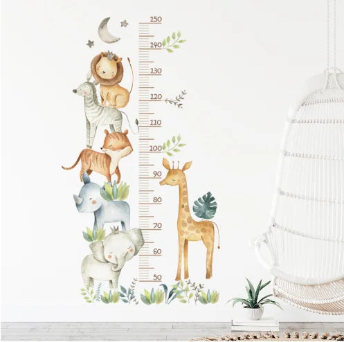 3PC Cartoon Animal Height Ruler Wall Stickers for Waterproof Removable PVC Home Decoration