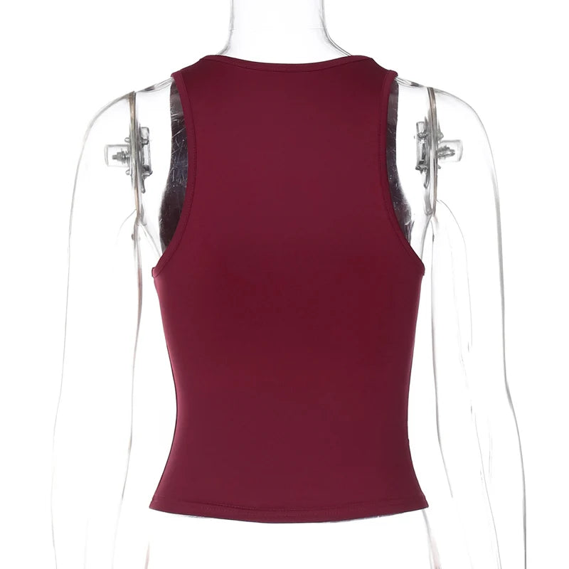 Square Collar Sleeveless Bodycon Crop tank Top Women’S Solid Sexy Elegant Y2K Top Party Clubwear Summer Outfit Wholesale