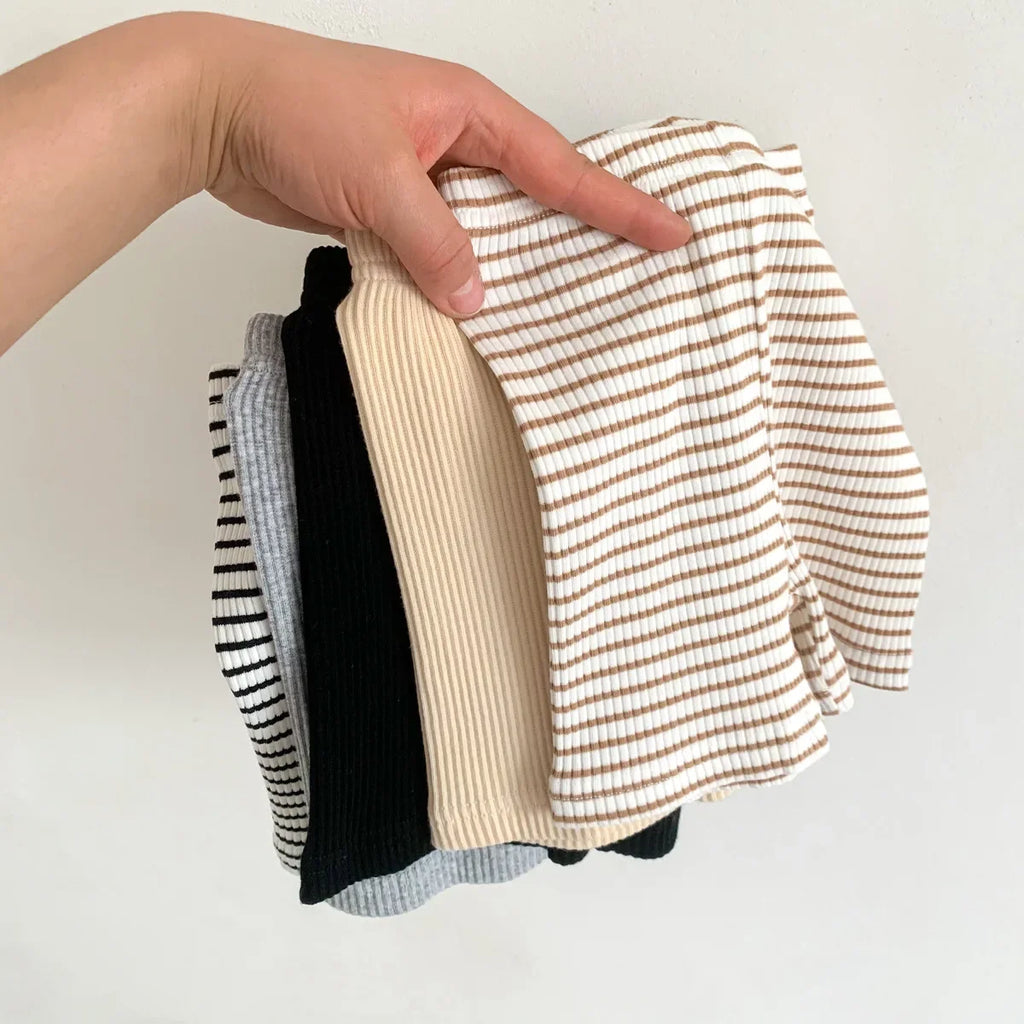 2024 Summer Baby Trousers Pants Ribbed Elastic Striped Pants Children's Casual Infant Clothing Kids Toddler Boys Girl Clothes
