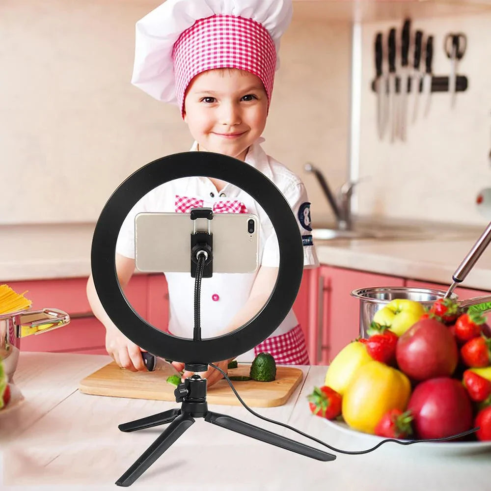 10" LED Ring Light with Tripod Stand Dimmable for Makeup & Live Streaming