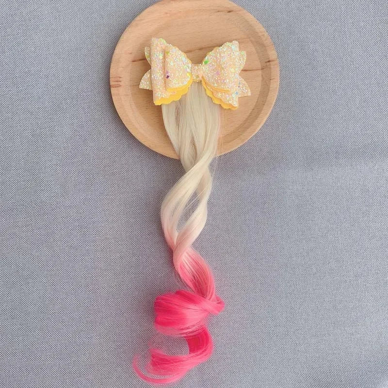 Children Unicorn Colorful Wig Hairpins Hair Accessories Kids Girls Hairclip Fake Hair Twist Braid Headdress Hair Clips Barrettes