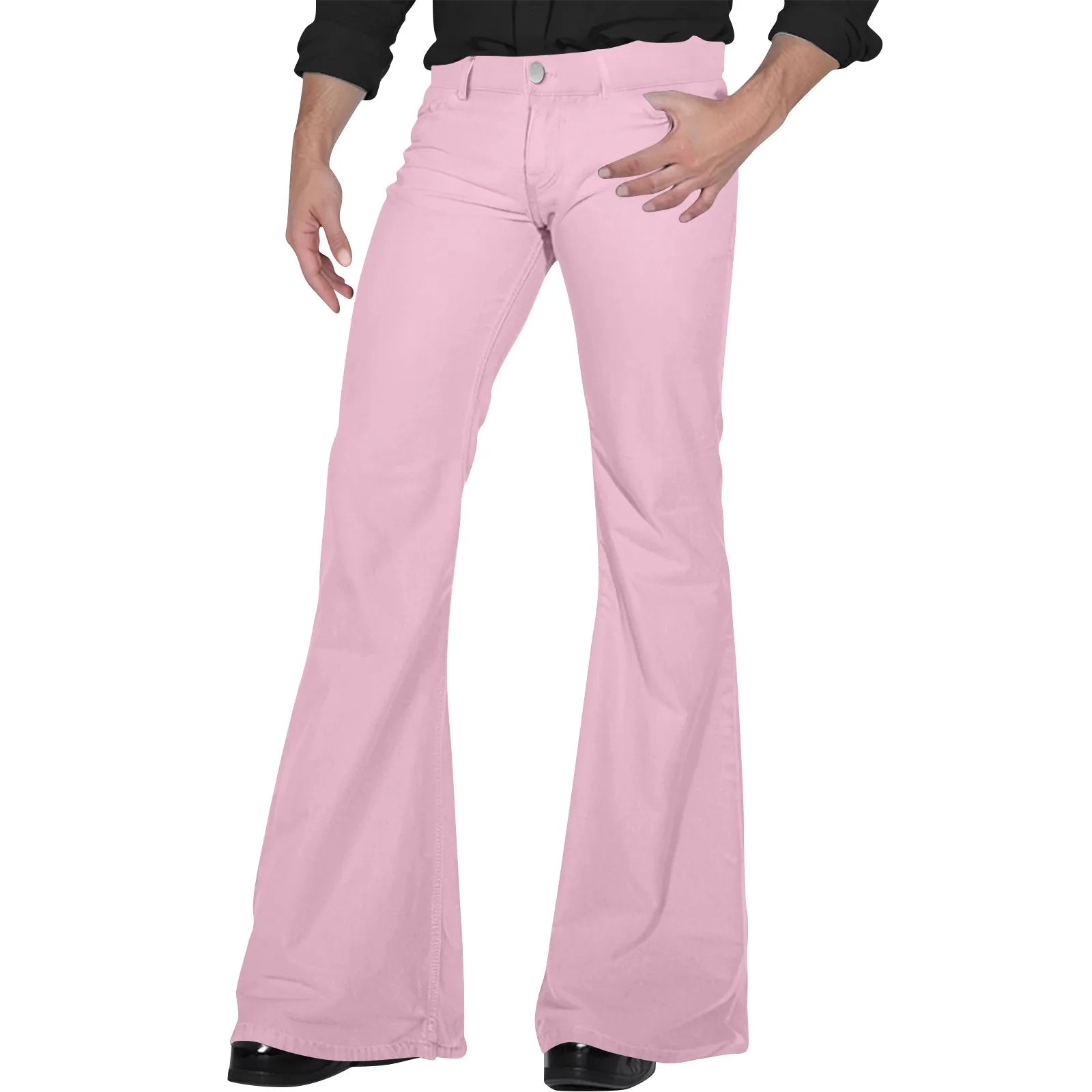 Flare Pants Men Spring Solid Color Daily Simple Classic Trousers Chic Comfortable Hip Hop Mopping Bottoms Disco Flared Pants