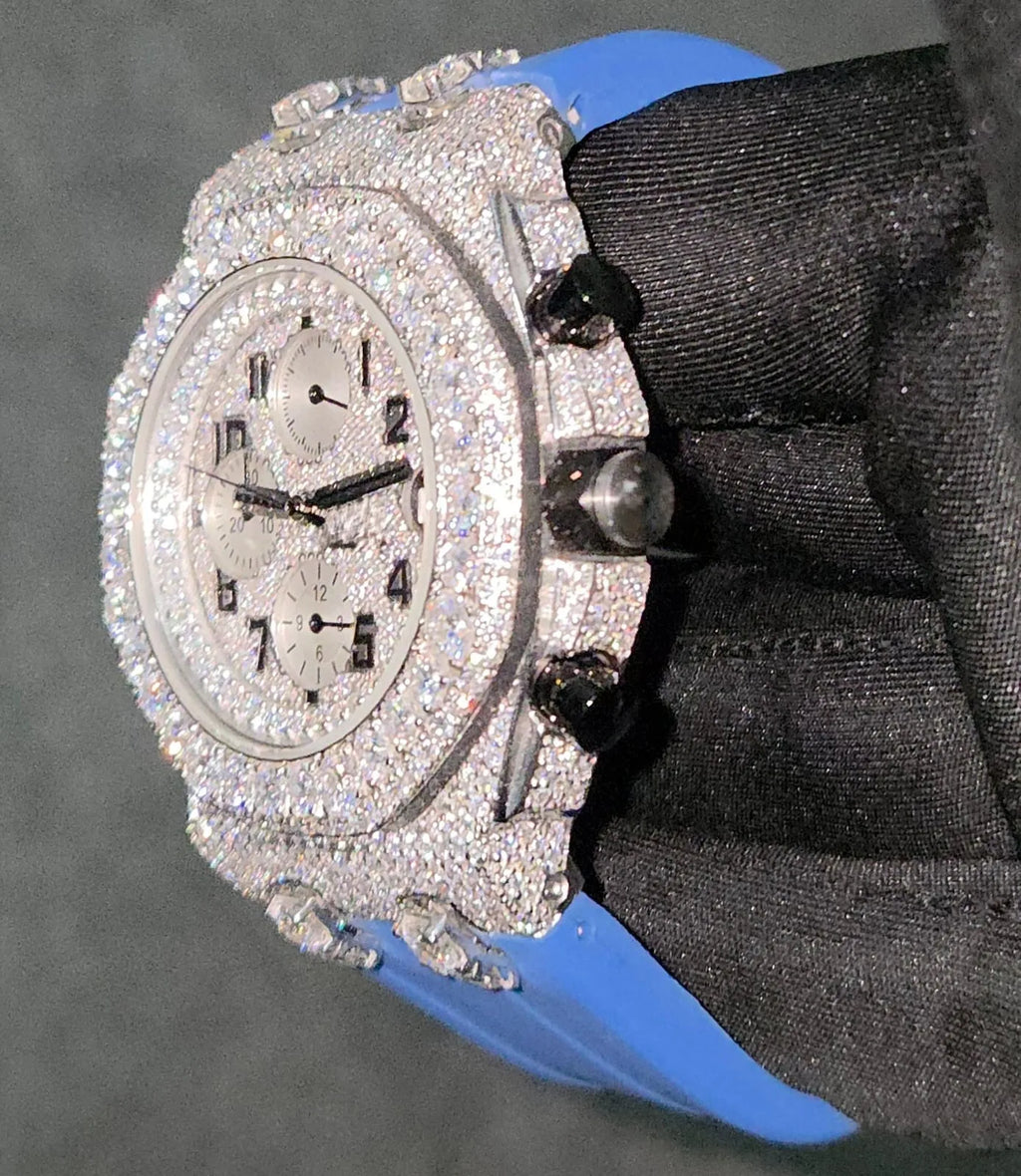 VVS Moissanite Diamond Miyota Quartz Mechanical Automatic Watch Analog Rubber Belt Luxury Fashion Sport Classic Antique
