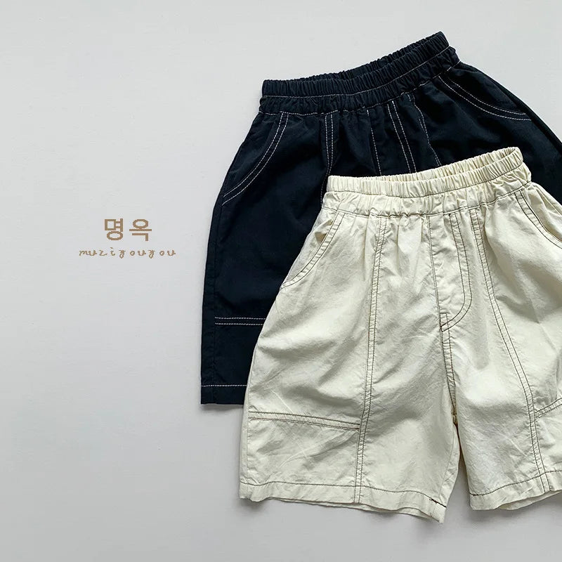 2025 Summer New Children Loose Shorts Baby Solid Casual Pants Boys Girls Cotton Casual Shorts Toddler Middle Pants Kids Clothes