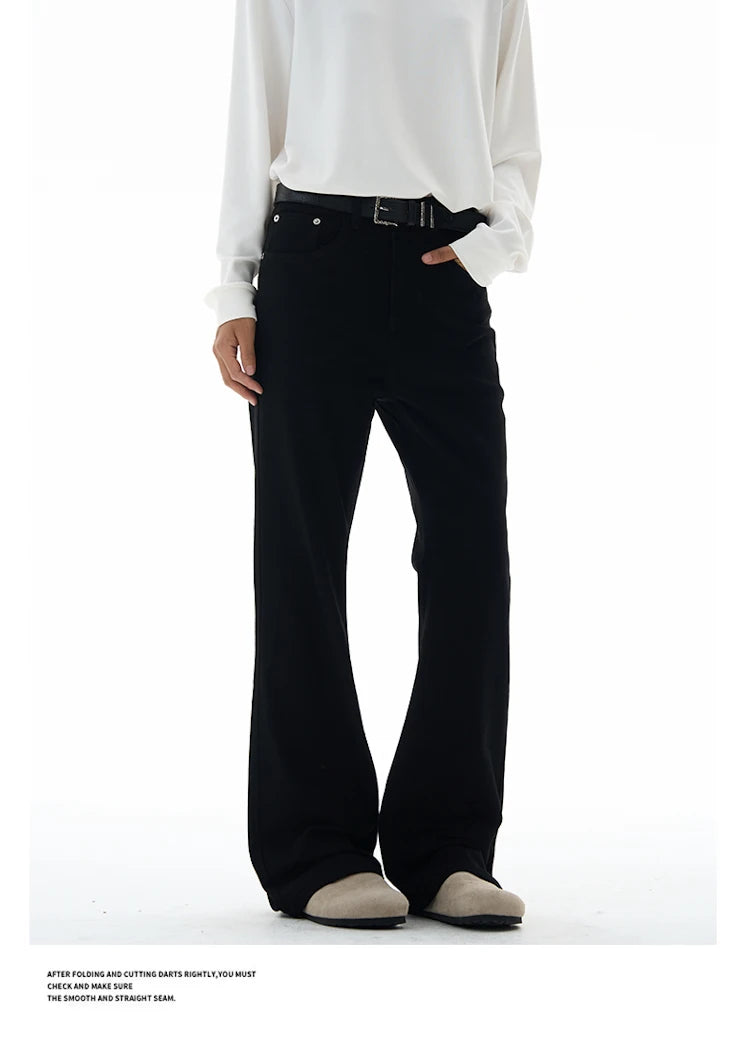 Men's Flared Pants Solid Stretch New Slim Wide Legs Fashion Trousers Hip Hop Casual Hippie Pants Male Streetwear