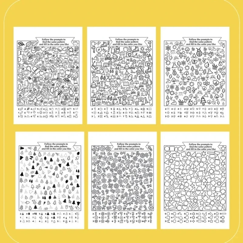 Interactive Hidden Objects Book for Youngsters Concentration Training & Educational Fun with Find and Color Puzzle School Family