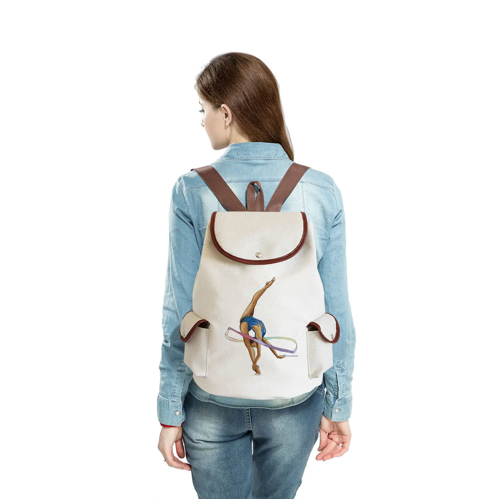 Watercolor Gymnastics Art Print Backpack Women Drawstring Bags Pretty Girls Daypack Gymnast Storage Bag for Travel Gift Portable