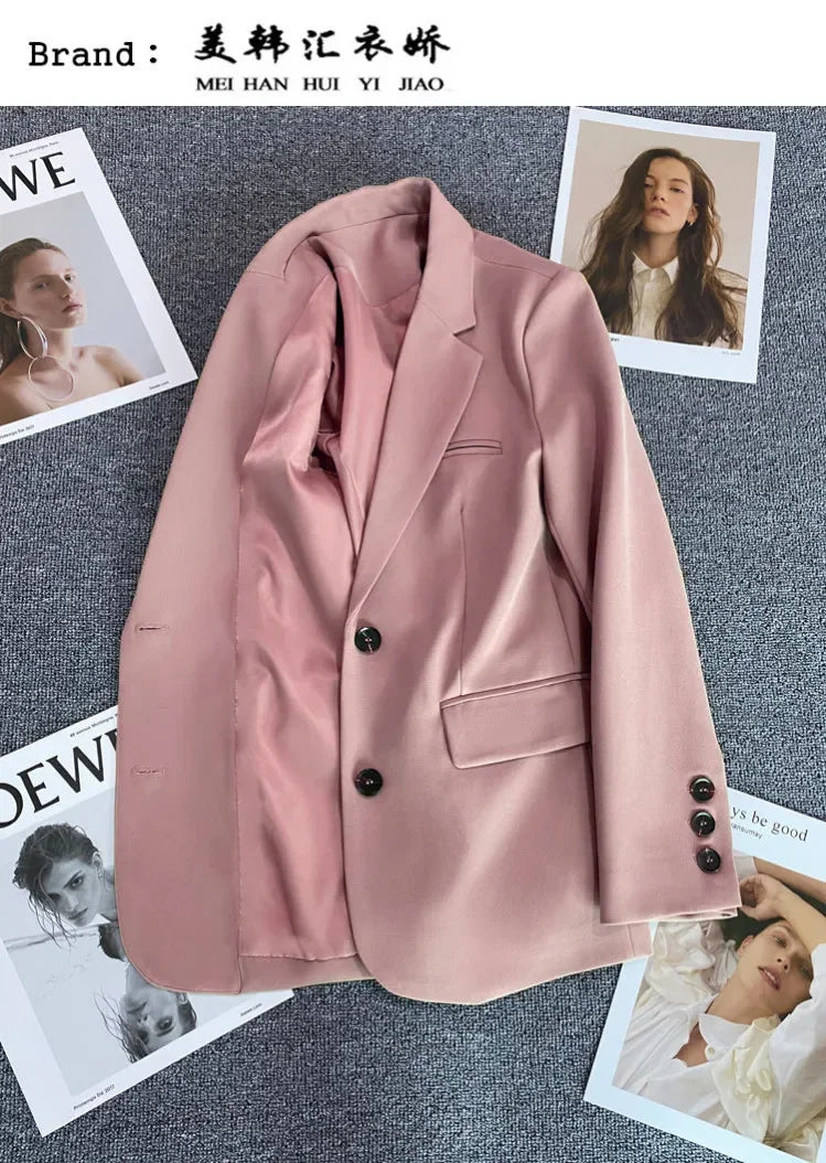 Elegant Office Lady Blazers for Women 2025 Fashion Long Sleeve Single Button Blazer Coats Female Top Suit Jackets Outerwears