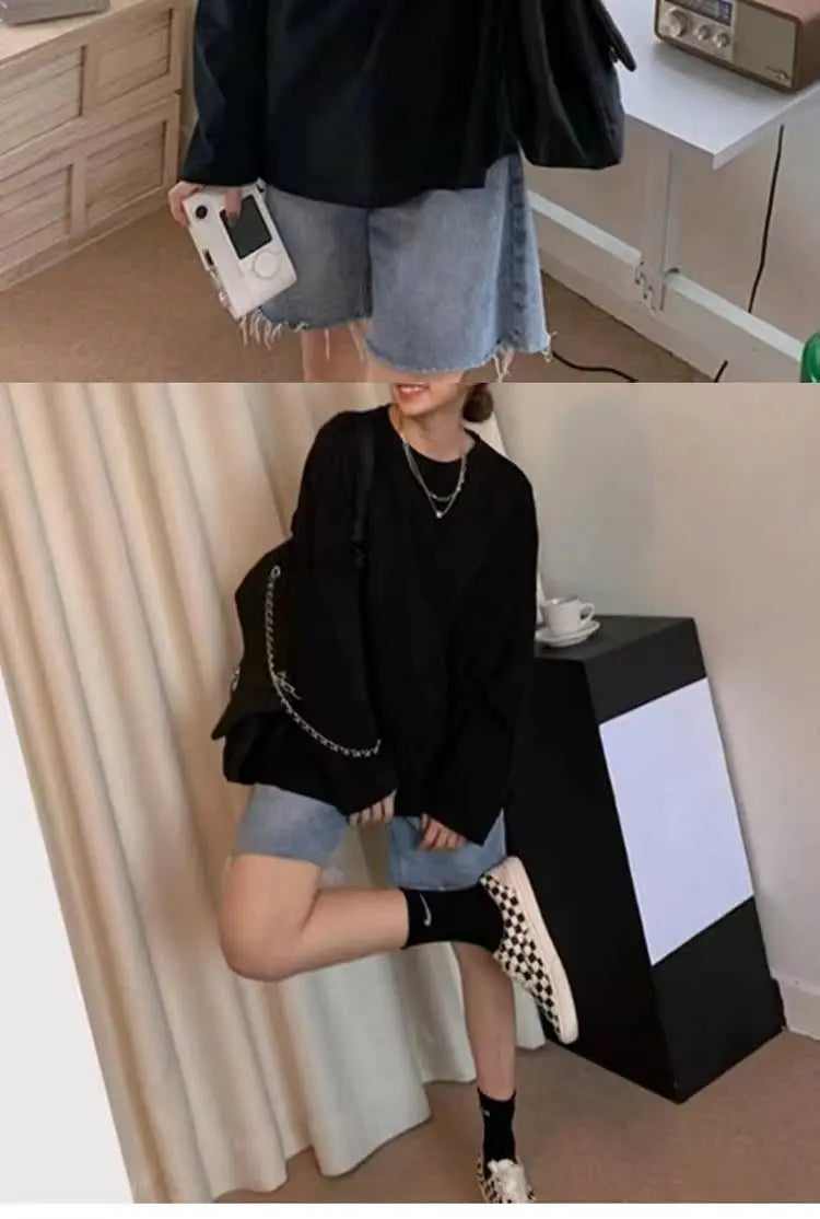 Spring Autumn Long Sve Women's Basic Sle Slim Fit Versatile Base Layer irt Korean Lazy Sle Top Trendy T-irt