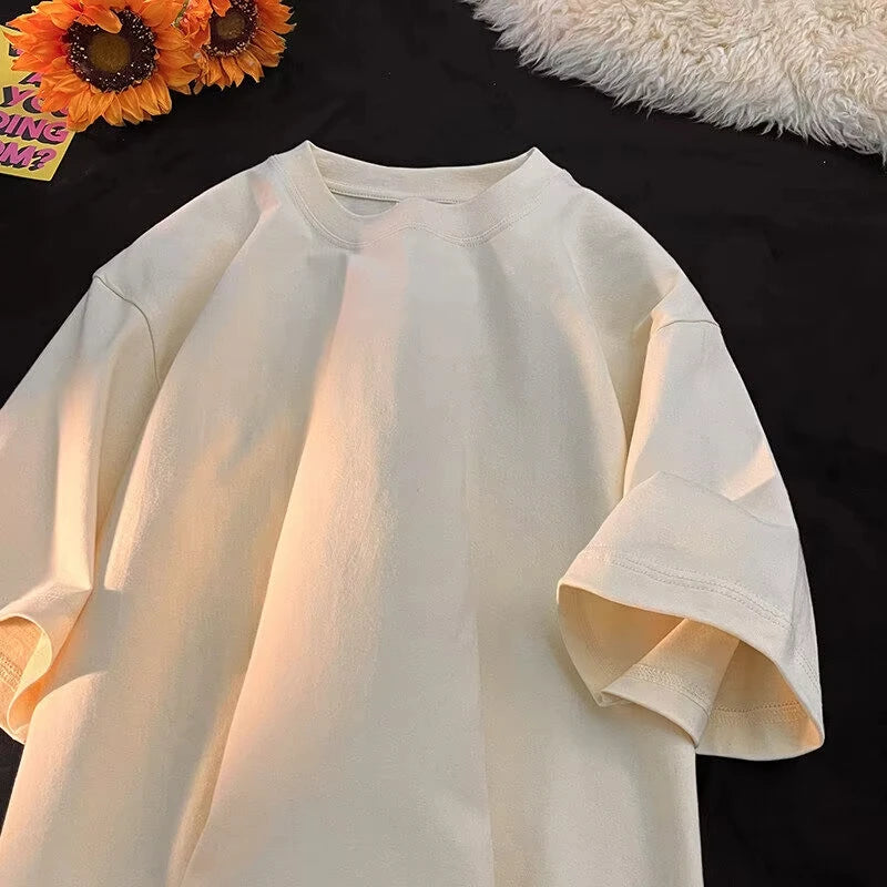 Summer 100% Pure Cotton Men's and Women's Casual Sports Loose Soft Short-sleeved O-neck Comfortable and Breathable T-shirt