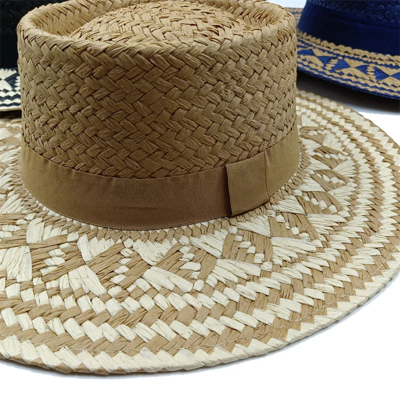 Straw hat women breathable sun hat fashion hollow retro straw hat hand-woven summer travel straw hat gorras para hombres