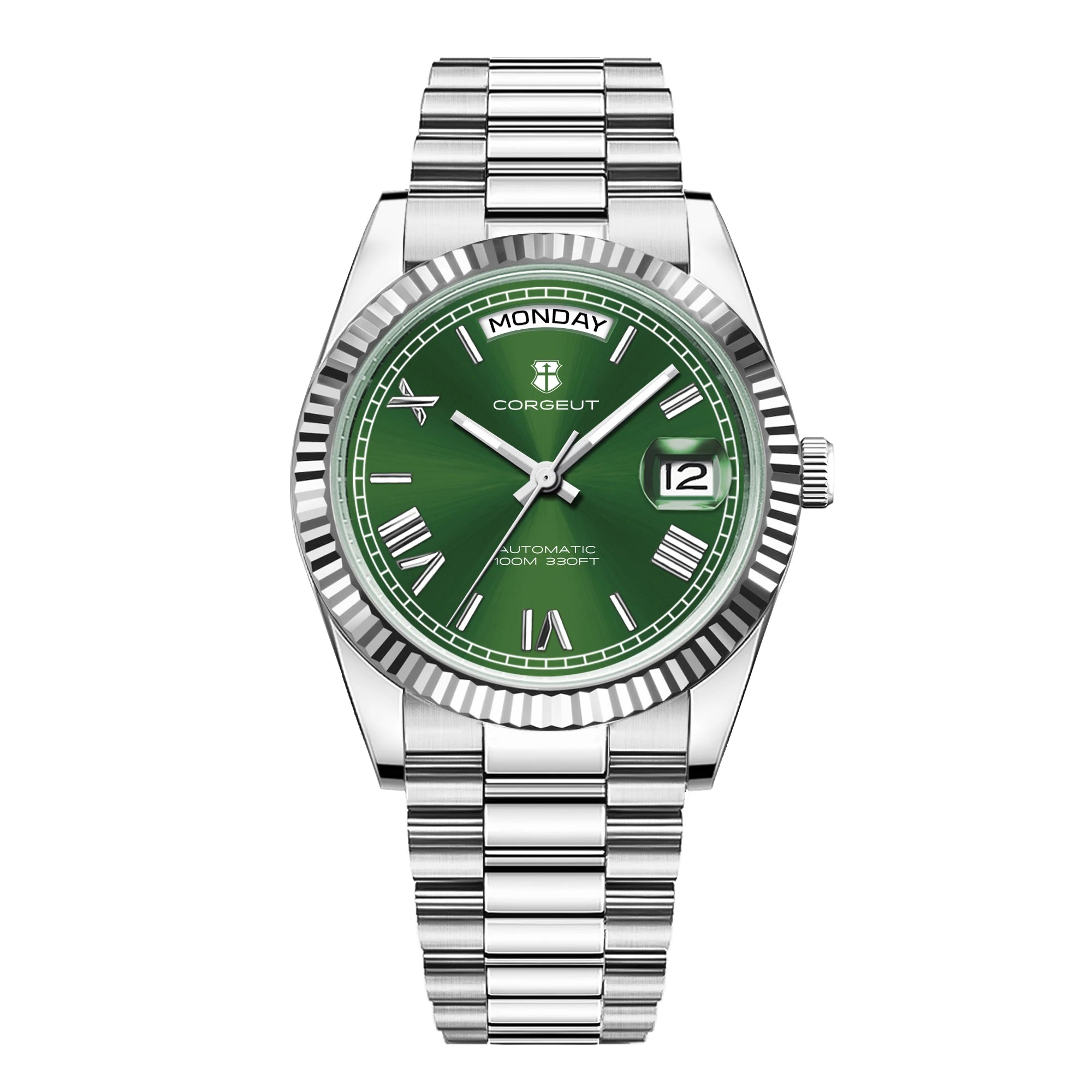 Corgeut automatisch mechanisch herenhorloge - 39/36mm Japanese movemen Saffierdatumweergave met vergrootglas - Reloj para Hombre