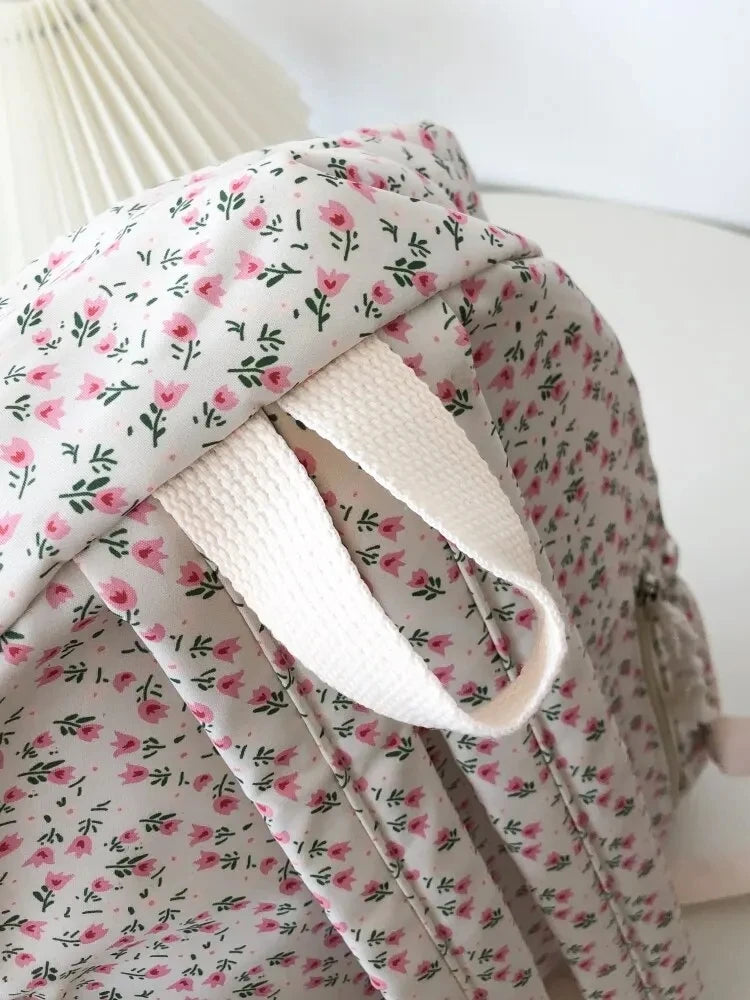 Nylon Backpack New Simple And Fresh Large Capacity Backpack For Junior High School Students Small Floral Backpack