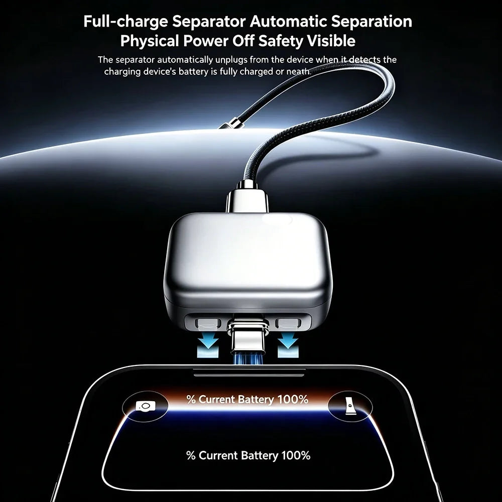Adaptador de Carga Inteligente con Desconexión Automática, 140W, Carga Rápida, Separador de Seguridad Automático para Dispositivos Tipo-C