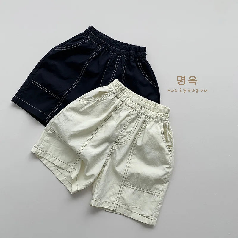 2025 Summer New Children Loose Shorts Baby Solid Casual Pants Boys Girls Cotton Casual Shorts Toddler Middle Pants Kids Clothes