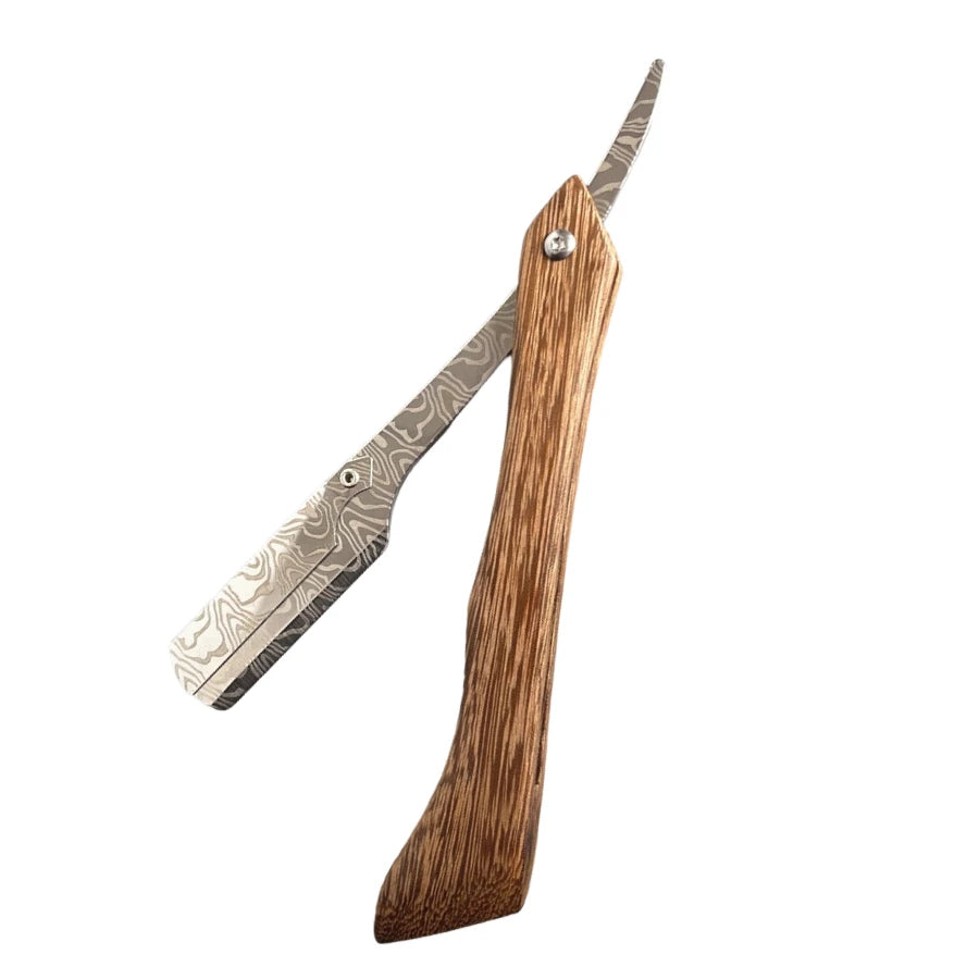 Men Professional  Barber Straight Edge Razor with 5 Blades Men's Manual Shaver Salon Quality Razor (Wooden)