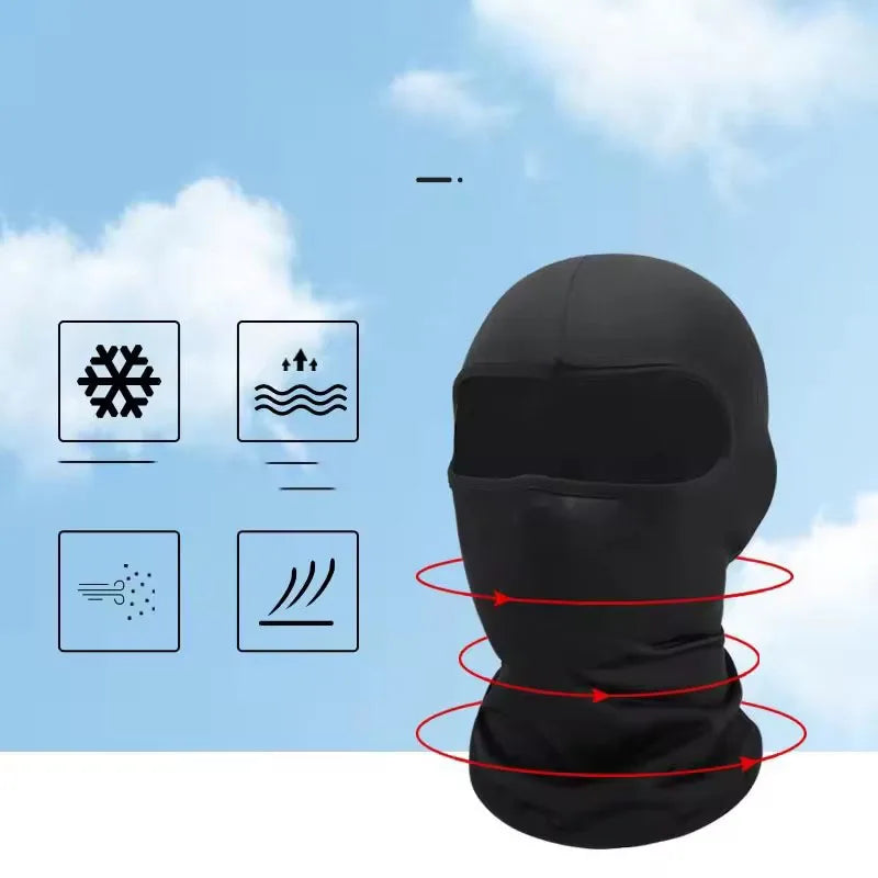 Ice Silk Sunscreen Full Face Mask Outdoor Fishing Motorcycle Windproof UV Protective Mask Black Balaclava Mask