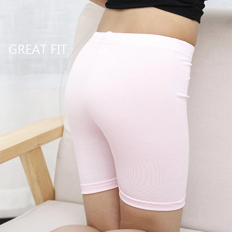 2Pcs Summer Solid Color Kids Leggings Girls Safety Shorts Cotton Leggings Girls' Beach Shorts Are Suitable For Children Age 2-13