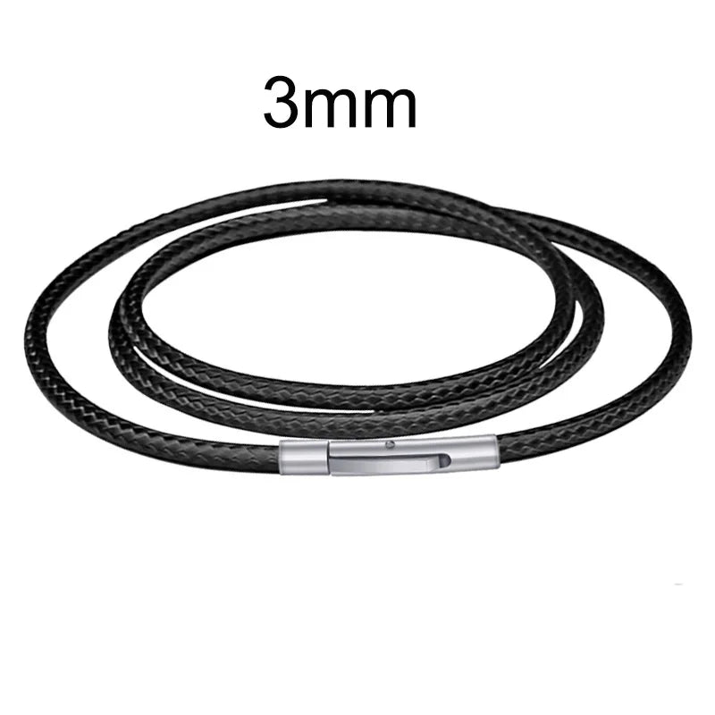 3mm Black Brown Braided Leather Rope Necklace for Men Chain Choker Men Collar Neck Diy Pendant Cord Colgante Hombres Cuello 60cm