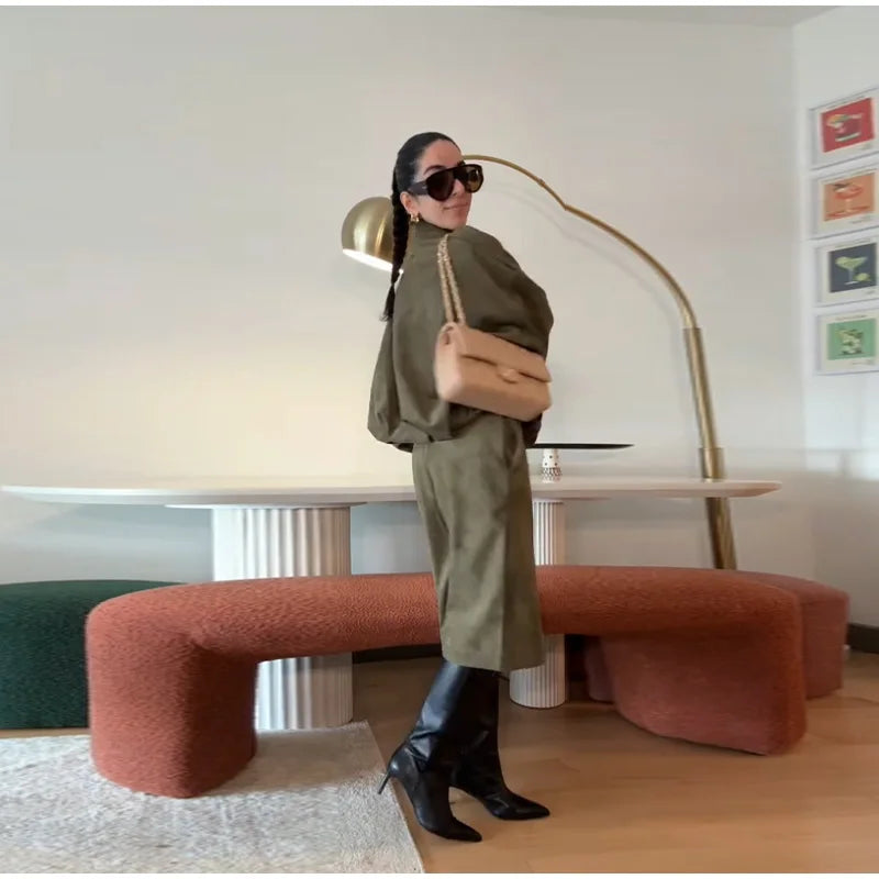 Fashion Coat Short Pant Women Set Casual Loose Lapel  Button Long Sleeve Female Jacket Suit 2025 Autumn High Street Lady Sets