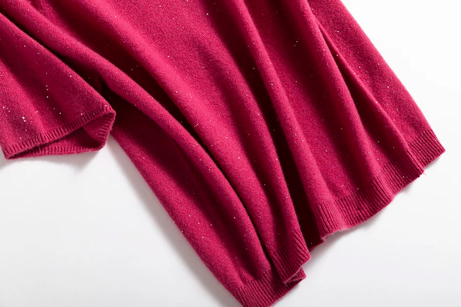 SuyaDream, 100%Merino Wool Pullovers for Woman, Round Neck, Short Sleeved Sweaters, 2025 Fall Winter Soft Warm Top, Pink, Olive
