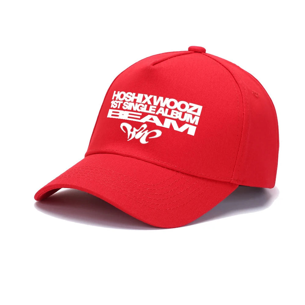 Kpop 17 Athletic Baseball HOSHI X WOOZI 1st Single Album BEAM CARAT Cap Graphic Print Ponytail Hats Gorras Para Hombres