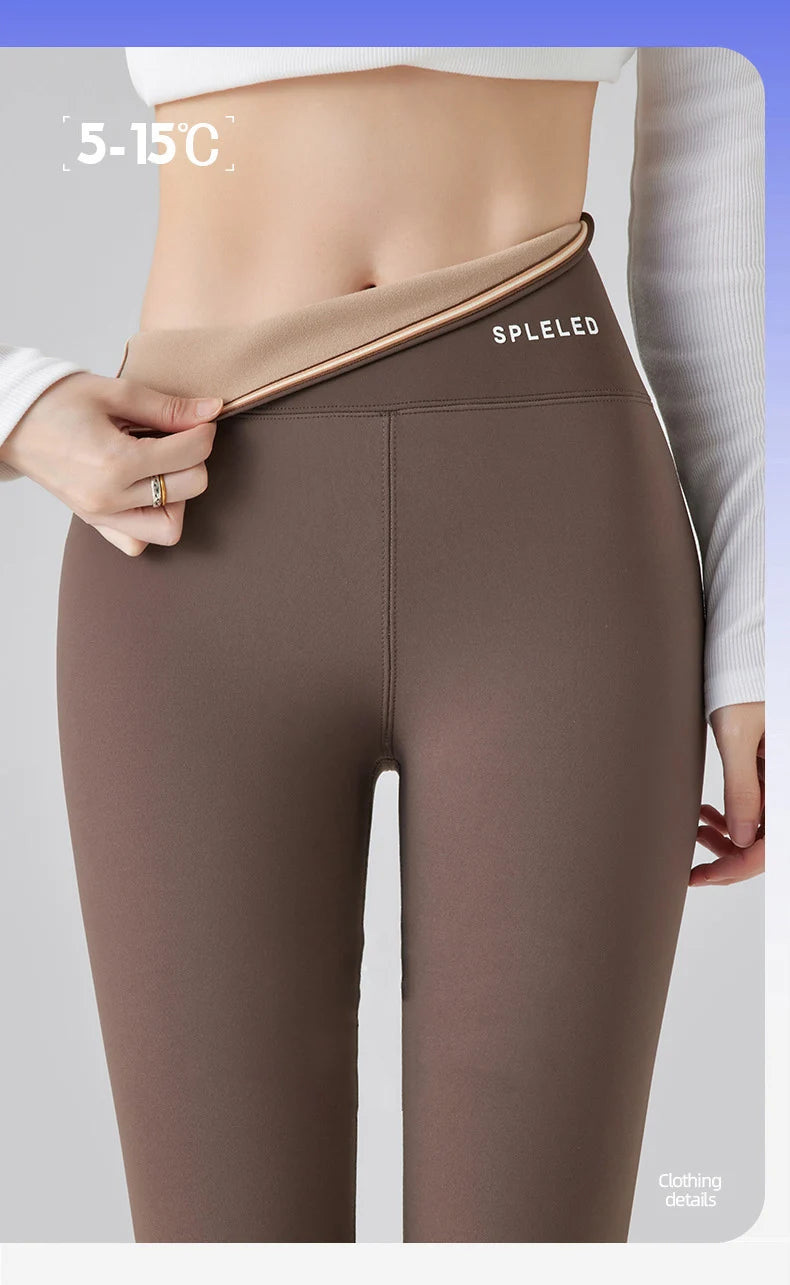 BIVIGAOS Autumn Winter New Rabbit Fleece Thicken Boots Leggings Women Slim Foot Pants Yoga Fitness Sports Warm Shark Leggings