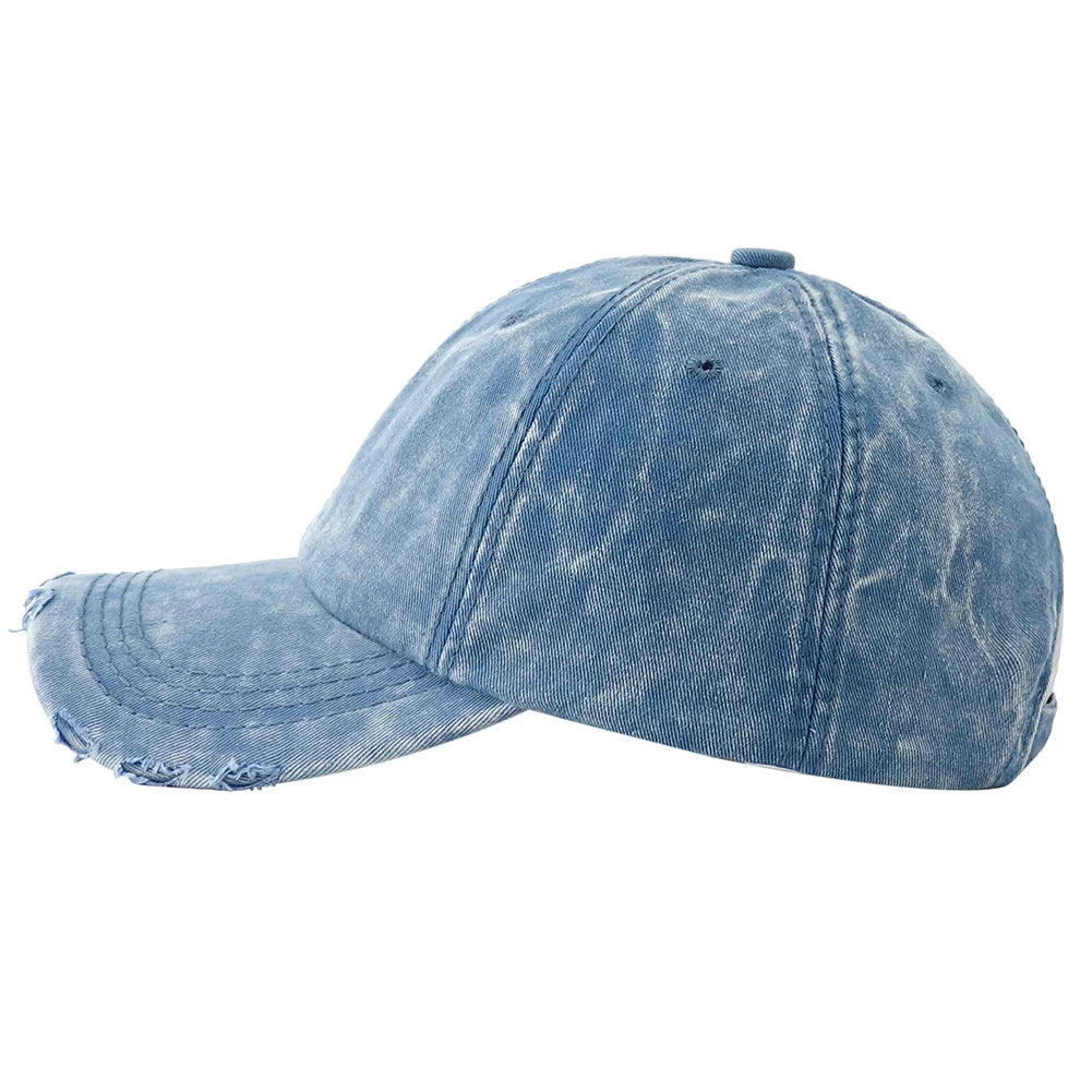 2024 New Vintage Washed Denim Baseball Cap Women Black Solid Color Distressed Jean Snapback Hats for Men Gorras Para Hombres