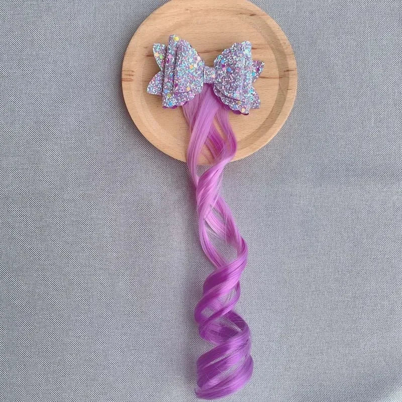 Children Unicorn Colorful Wig Hairpins Hair Accessories Kids Girls Hairclip Fake Hair Twist Braid Headdress Hair Clips Barrettes