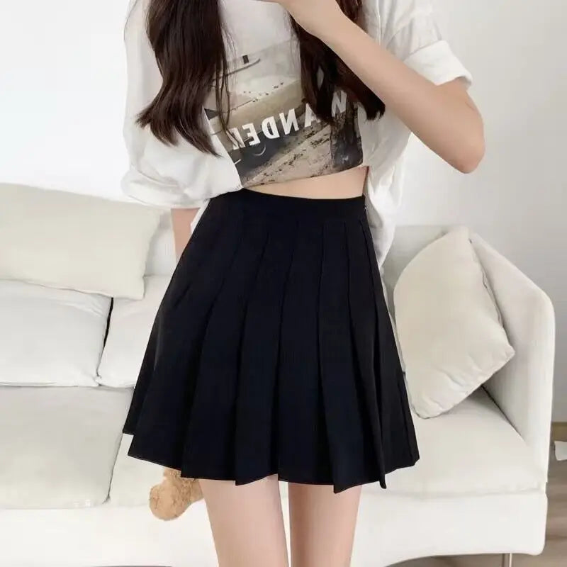 Preppy Style Women Pleated Skirts Summer High Waist Zipper Girls Dancing JK Mini Skirts Black Fashion Student A Line Faldas 2025