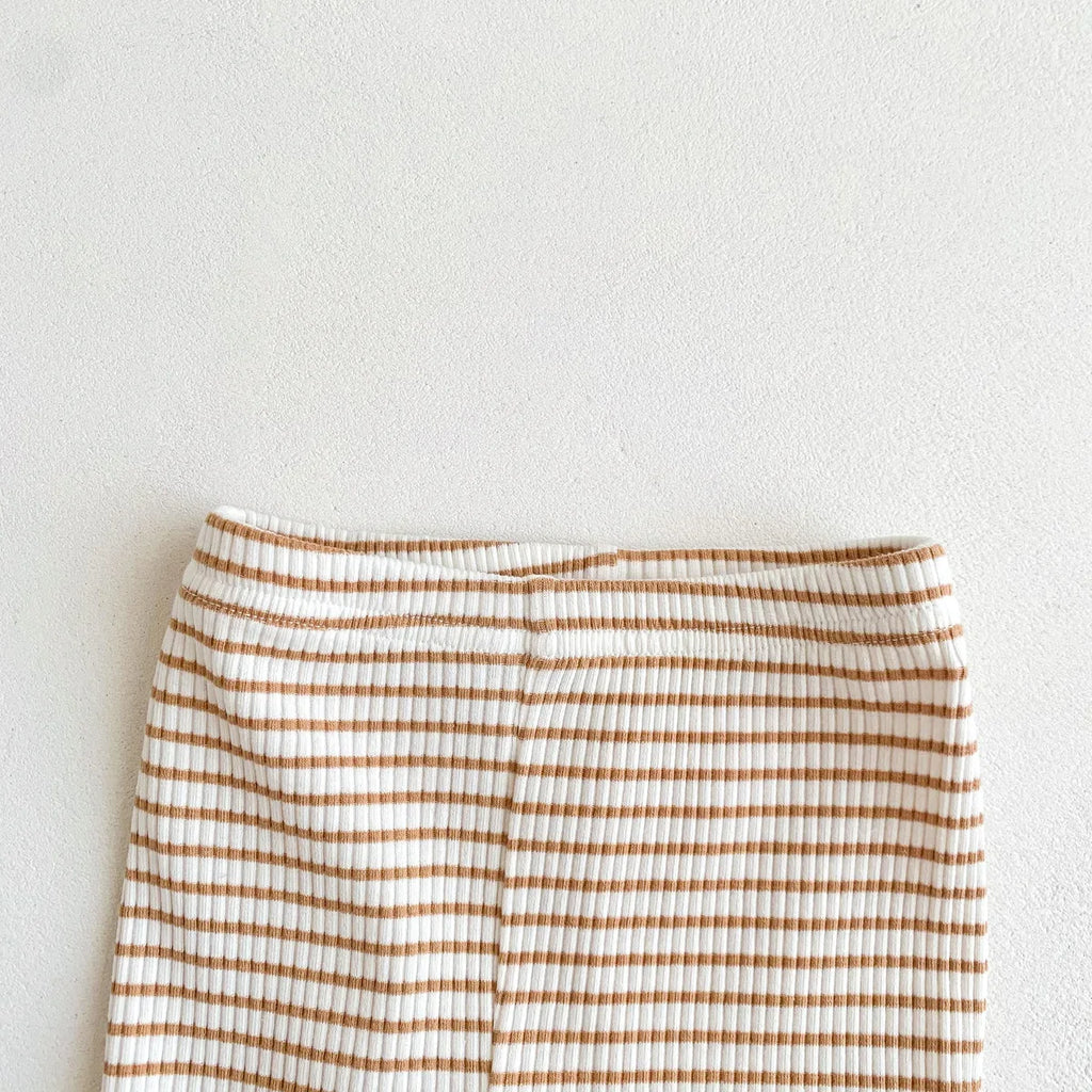 2024 Summer Baby Trousers Pants Ribbed Elastic Striped Pants Children's Casual Infant Clothing Kids Toddler Boys Girl Clothes