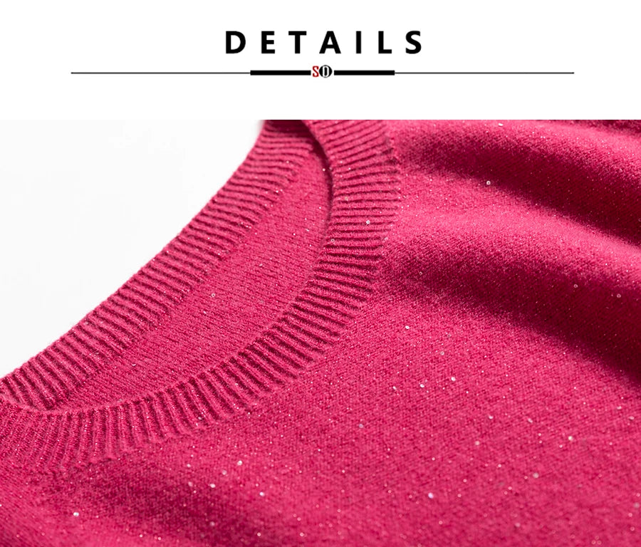 SuyaDream, 100%Merino Wool Pullovers for Woman, Round Neck, Short Sleeved Sweaters, 2025 Fall Winter Soft Warm Top, Pink, Olive