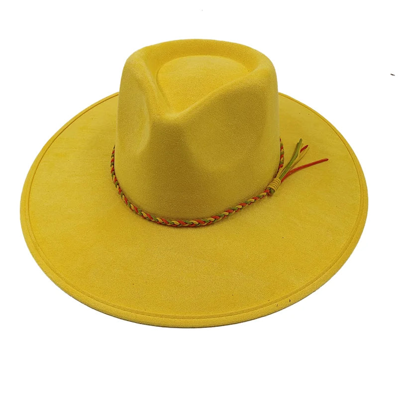 Gorras Para Hombres Three styles Suede Hat Water drop hat 9.5cm Wide Brim Fedora Hat Women's Autumn and Winter Felt Jazz Hat