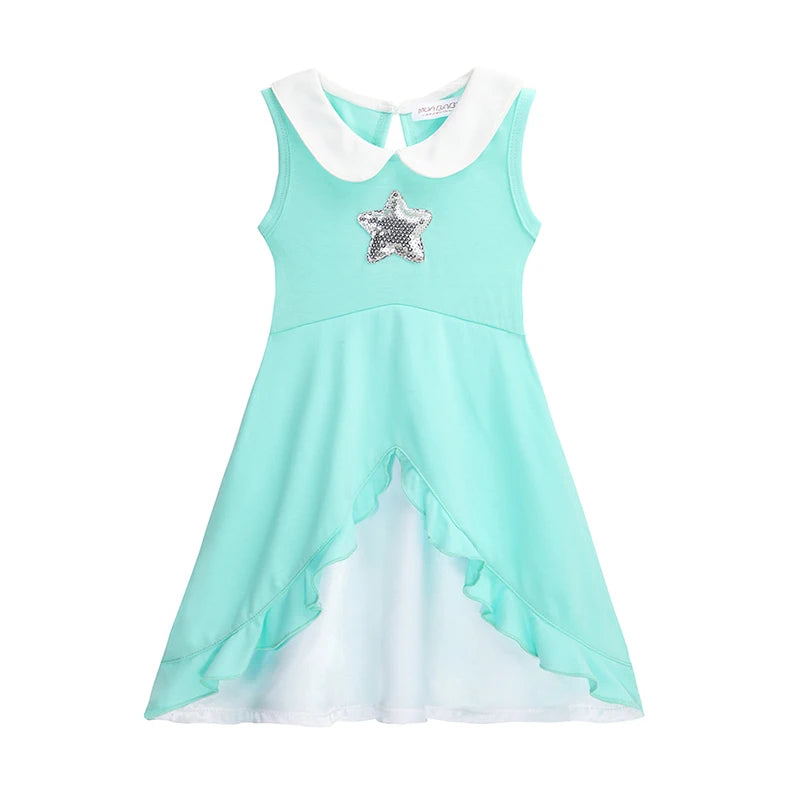 2025 Summer Elsa Anna Casual Dress Girls Cotton Clothes Children Sleeveless A-Line Dress Baby Kids Princess Casual Clothing 2-8Y