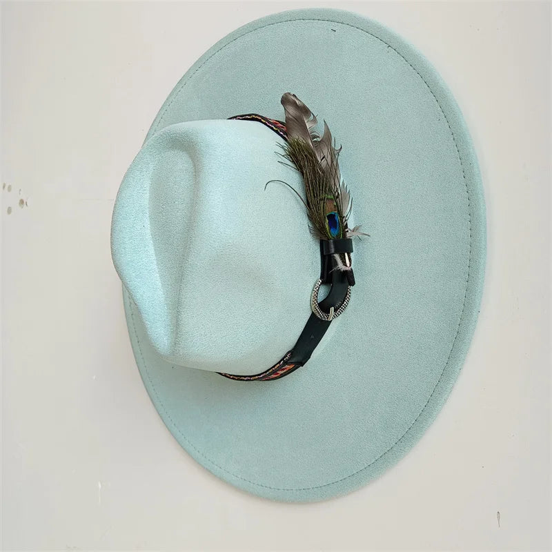 Hot sale suede fedora hat for men and women 56-58cm adult size suede jazz hat classic church fedora women's gorras para hombres