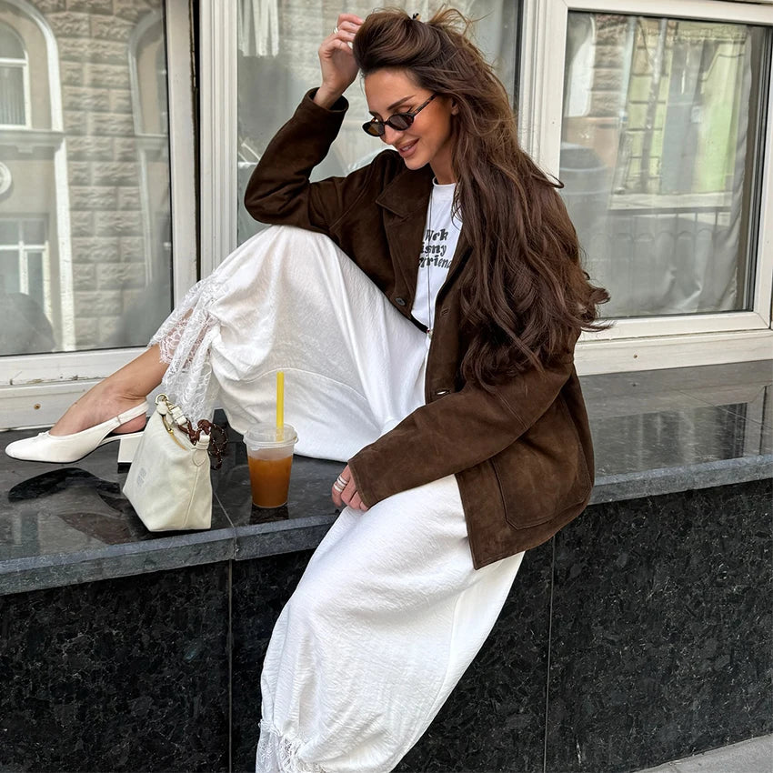 Linad Vintage Loose Lace Pencil Pants For Women White Elegant Elastic Waist Trousers Street Chic Ankle Length Pants 2025 Summer