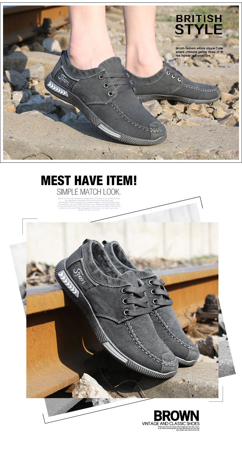 Denim Men Shoes Flat Walking Sneakers Fashion Male Canvas Shoes 2025 New Comfortable Casual Shoes for Men Brand Tenis Hombres