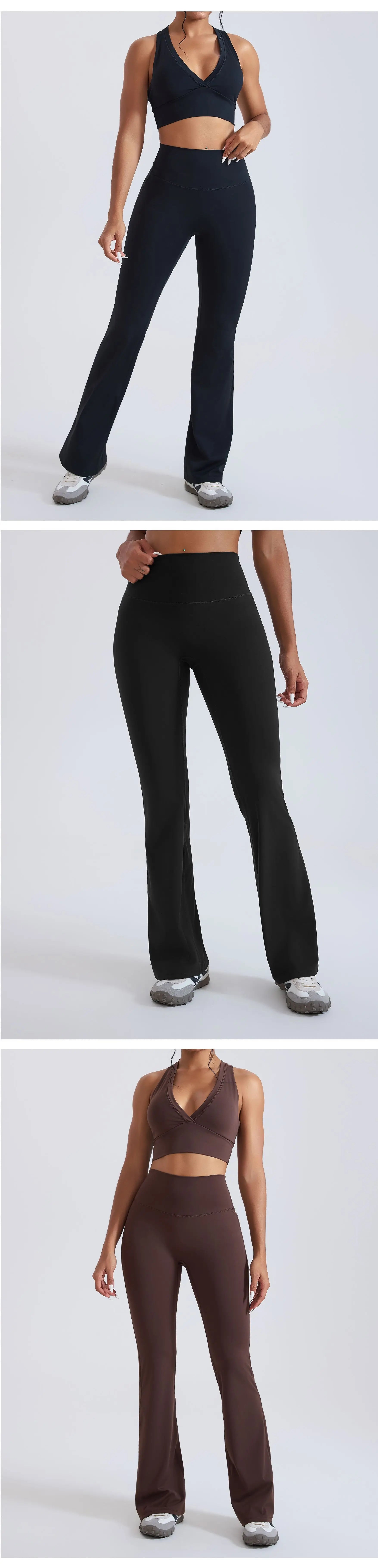 Yoga Flared Pants Women High-Waist Sports Bell Bottom Trousers Gym Fitness Leggings Naked Feel Pilates Running Sports Trousers
