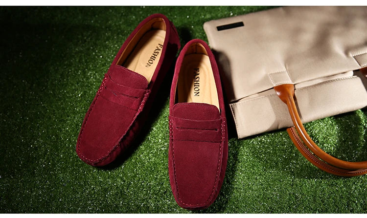 Men's Casual Fashion Genuine Leather Loafers Moccasins Slip-On Driving Shoes 38-50 Size Range Male Flats Comfort Footwear