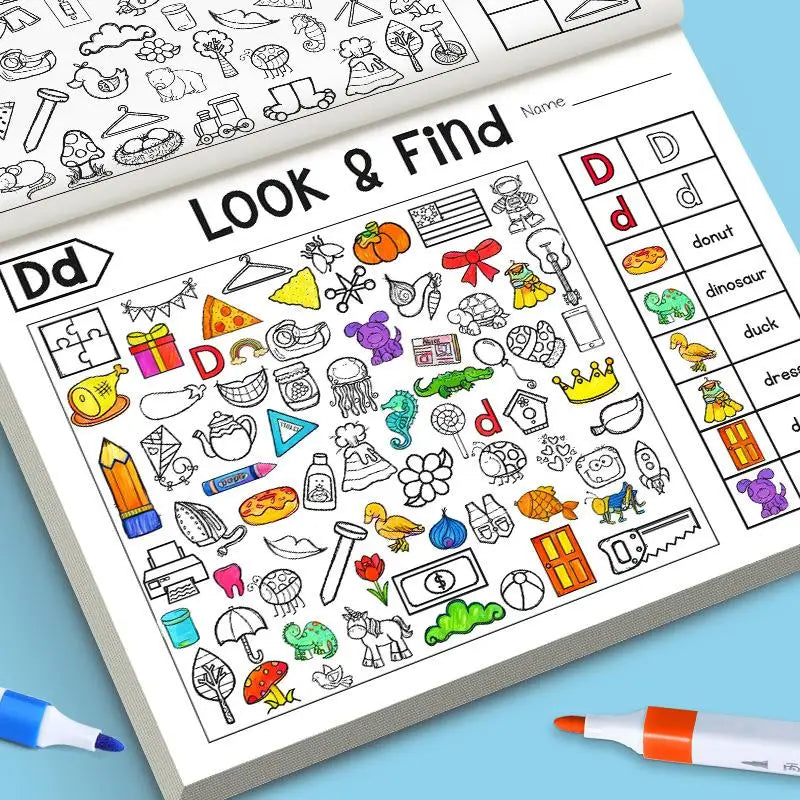 1 Set Interactive Educational Toys Look & Find Visual Puzzle Book For Kids With Color And Shape Search Activities