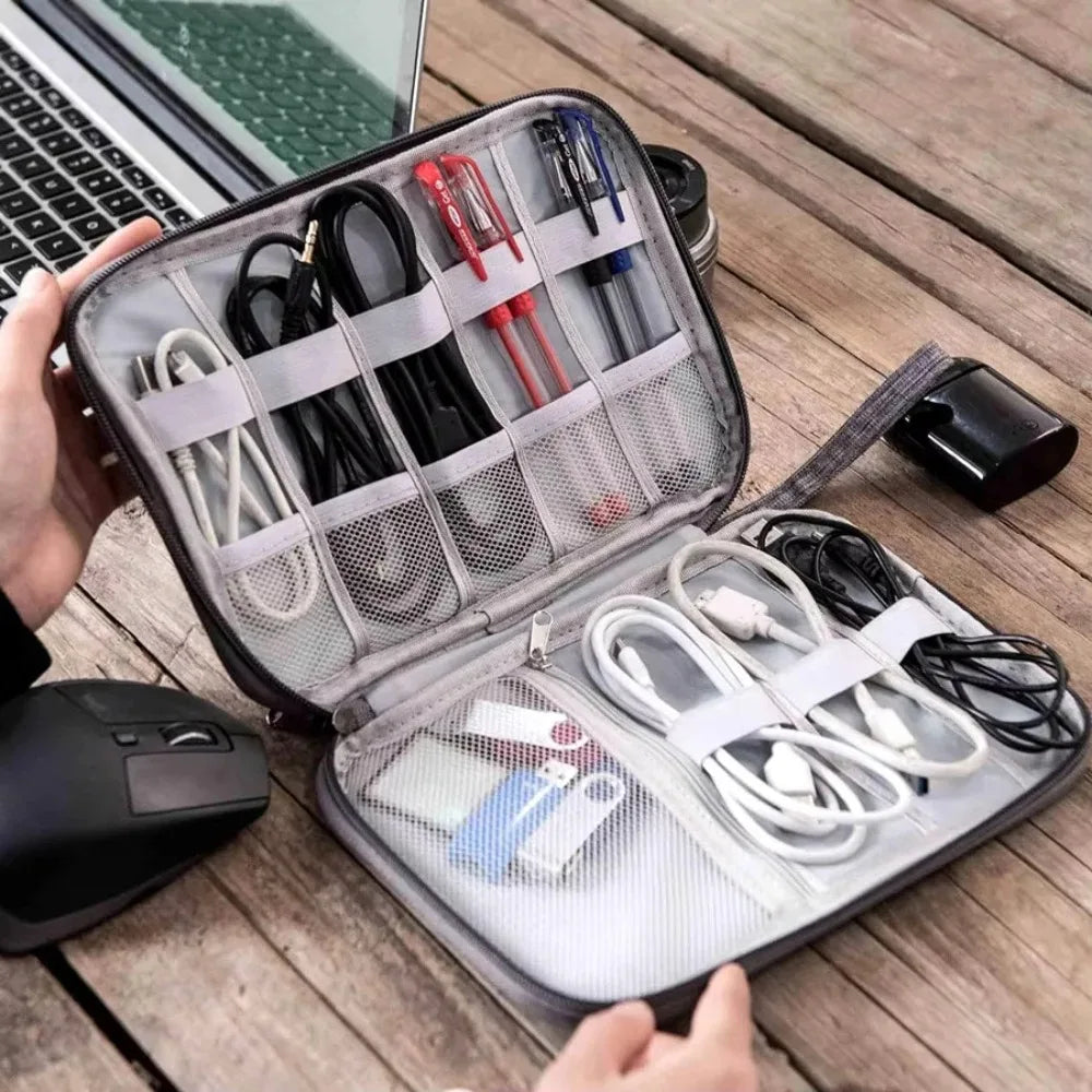 USB Charger Data Cable Storage Bags System Kit Case Cable Phone Earphone Wire Pen Power Bank Electronics Storage Bag Accessories