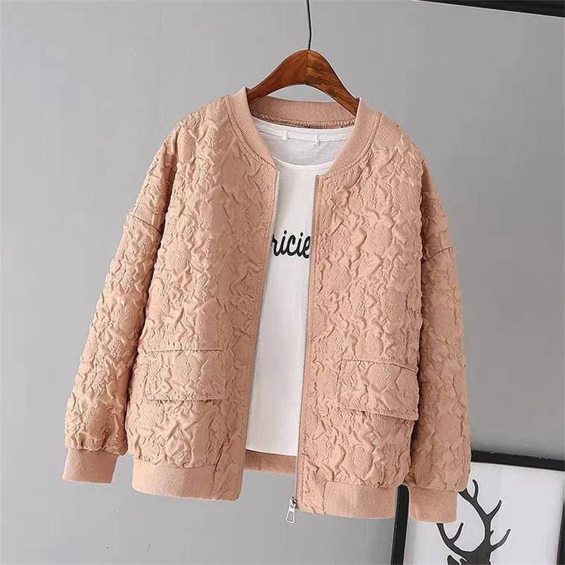 Solid Color Ladies Short Baseball Jacket 2026 New Korean Spring Casual White Jacket Top Female Cardigan Zipper Jackets Fashion