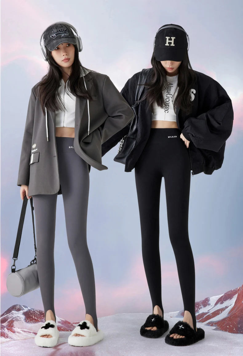 BIVIGAOS Autumn Winter New Rabbit Fleece Thicken Boots Leggings Women Slim Foot Pants Yoga Fitness Sports Warm Shark Leggings