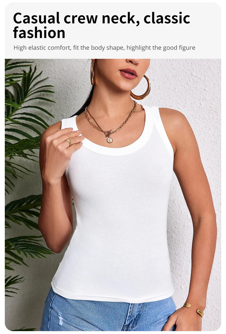 Ladies Four Seasons Solid Color Vest Fashion Joker Young Woman Threaded Camisole plus Size Bottoming Vest