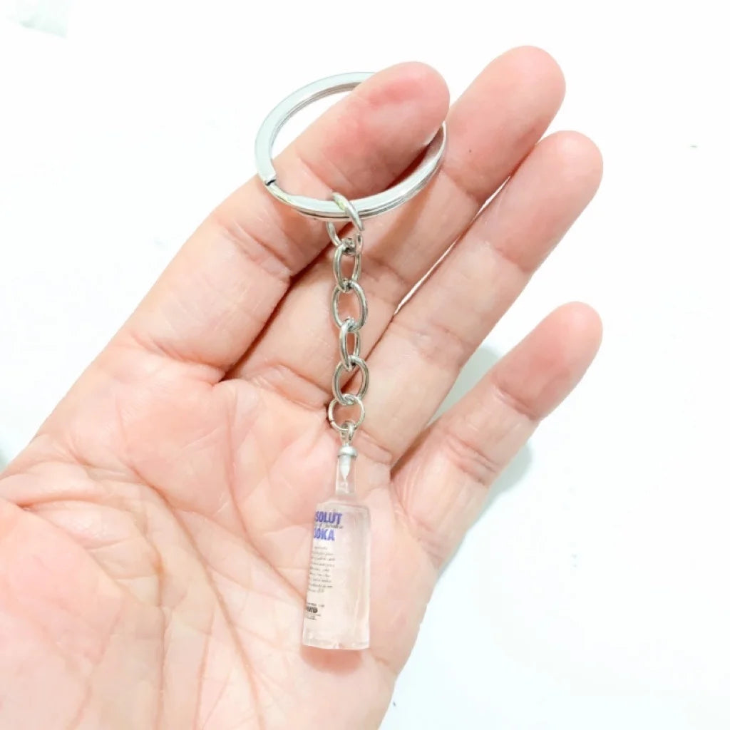 1PC Resin 3D Beer Bottle Pendant Keychain Bag Accessories Jewelry Keychains Llaveros Para Hombre