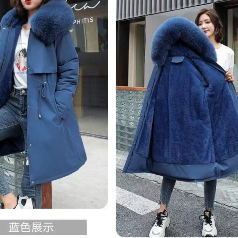 New In Coats & Jackets Women's Winter Padded Jacket Loose Casual Outerwears Fleece Hodded Windbreaker Elegant Office Lady's Coat